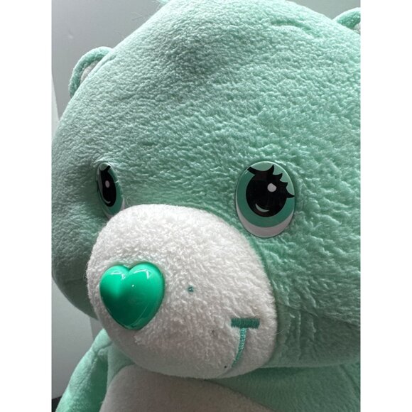 Care Bears Plush Cheer Bear Mint Green 26" Embroidered Rainbow Stars Heart Belly - Picture 3 of 9